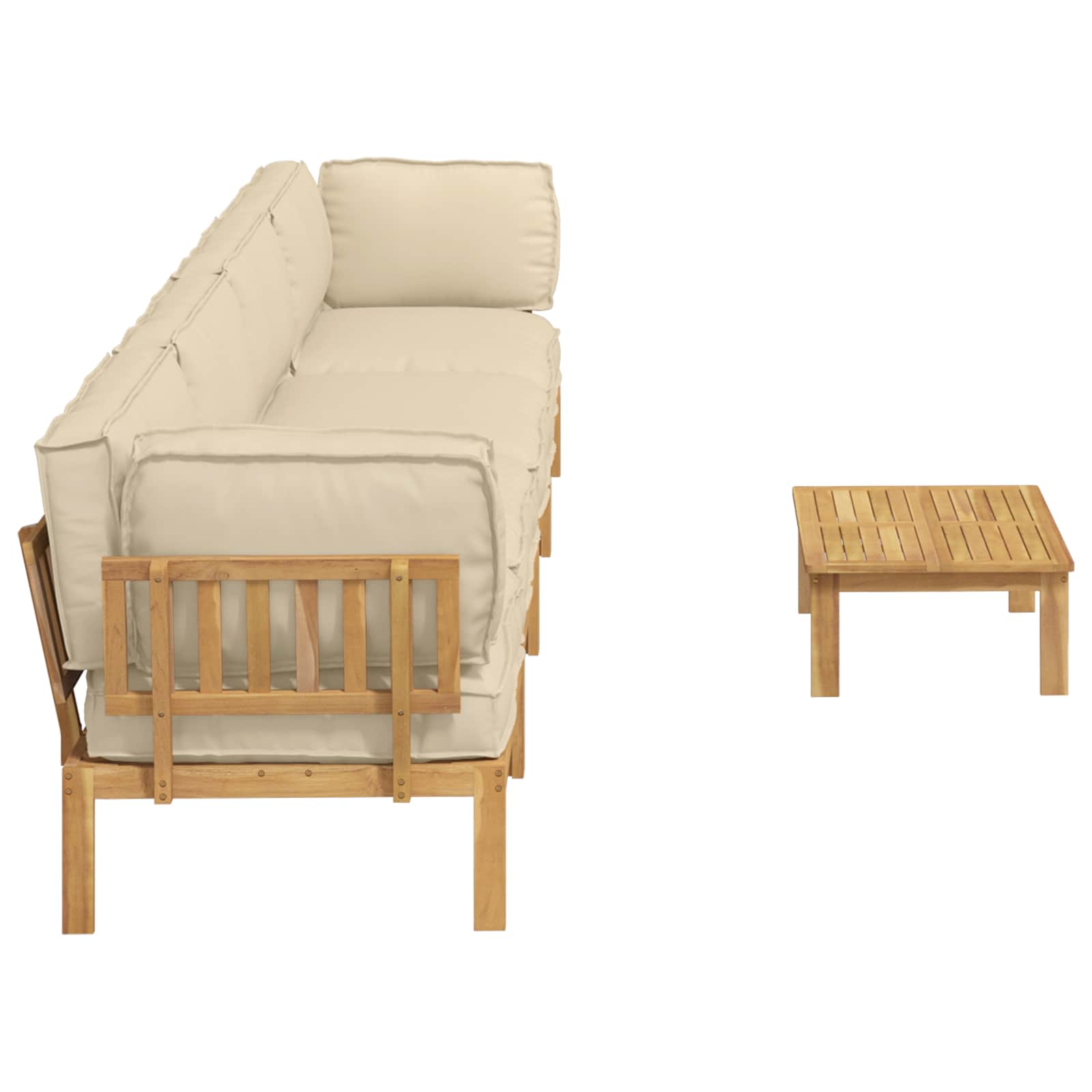 Sofa Set mit Kissen Uni 5 pcs Beige Massivholz Akazie