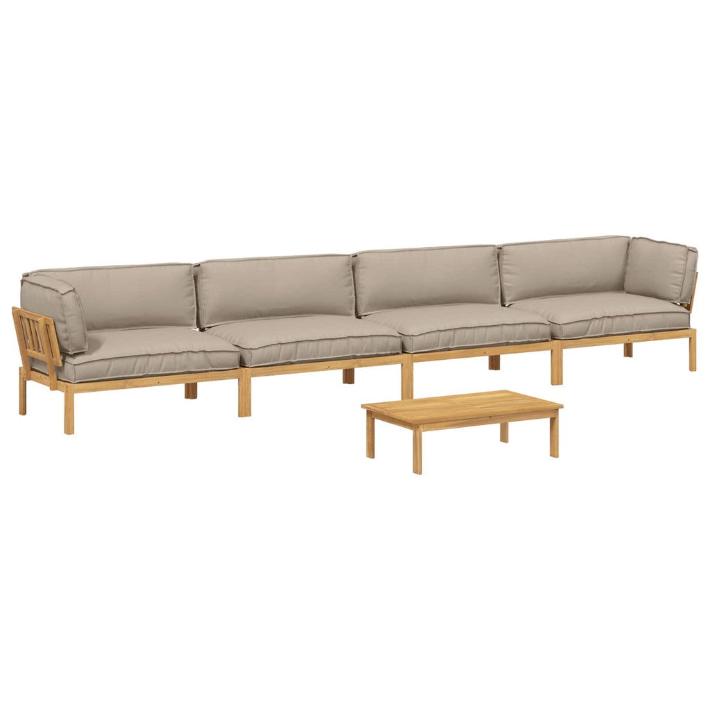 Sofa Set mit Kissen Uni 5 pcs Taupe Massivholz Akazie