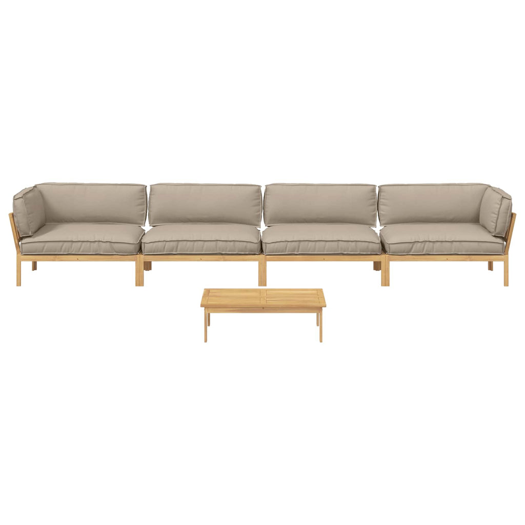 Sofa Set mit Kissen Uni 5 pcs Taupe Massivholz Akazie