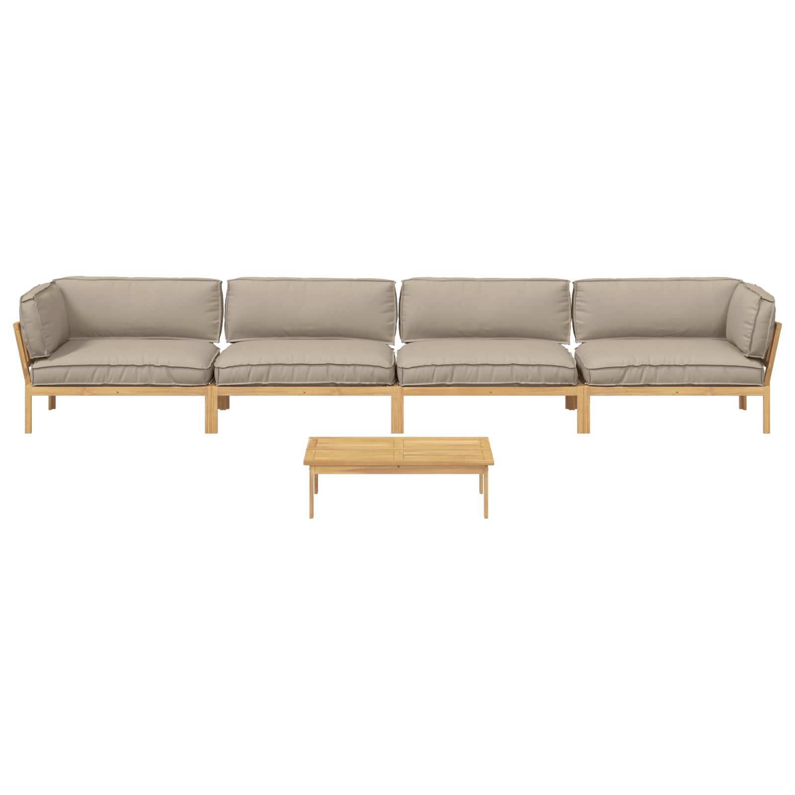 Sofa Set mit Kissen Uni 5 pcs Taupe Massivholz Akazie