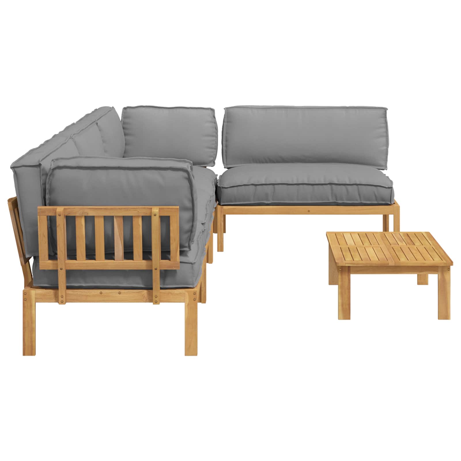 Sofa Set mit Kissen Uni 5 pcs Grau Massivholz Akazie
