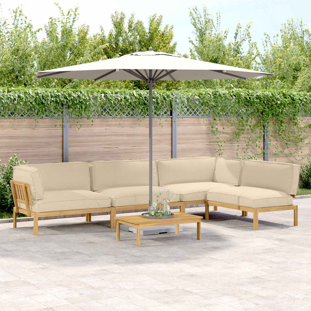 Sofa Set mit Kissen Uni 5 pcs Beige Massivholz Akazie