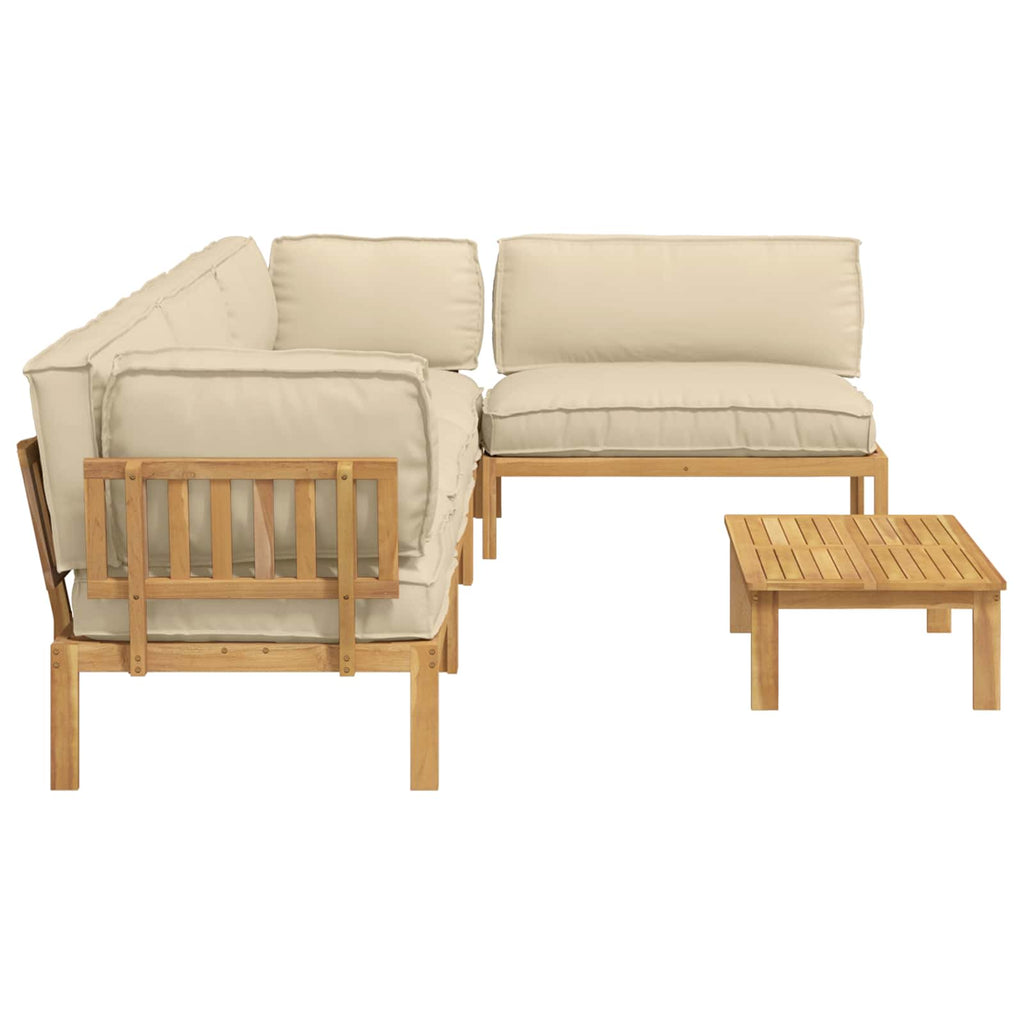 Sofa Set mit Kissen Uni 5 pcs Beige Massivholz Akazie