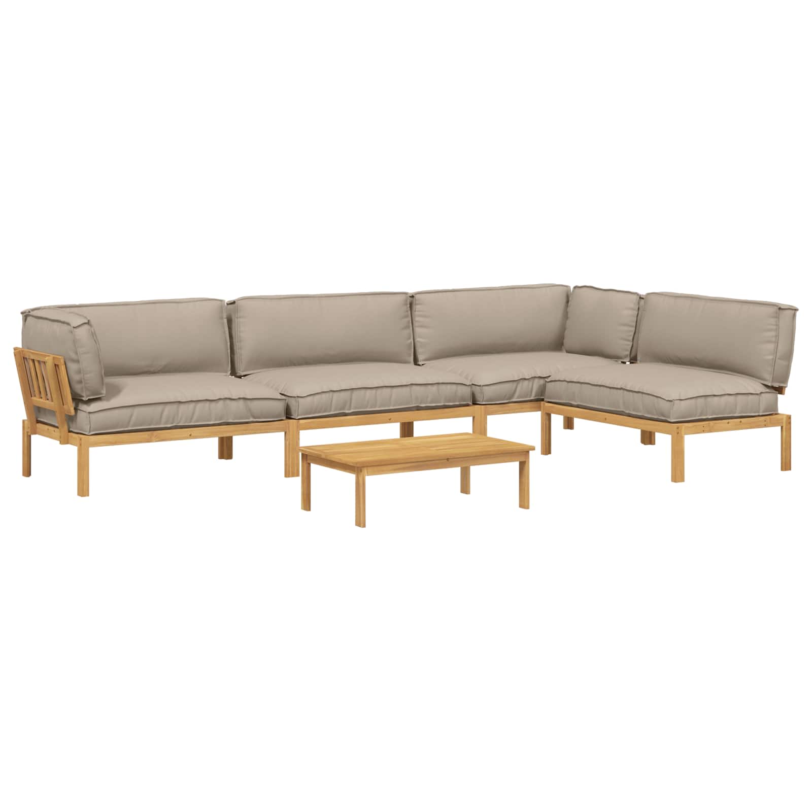 Sofa Set mit Kissen Uni 5 pcs Taupe Massivholz Akazie