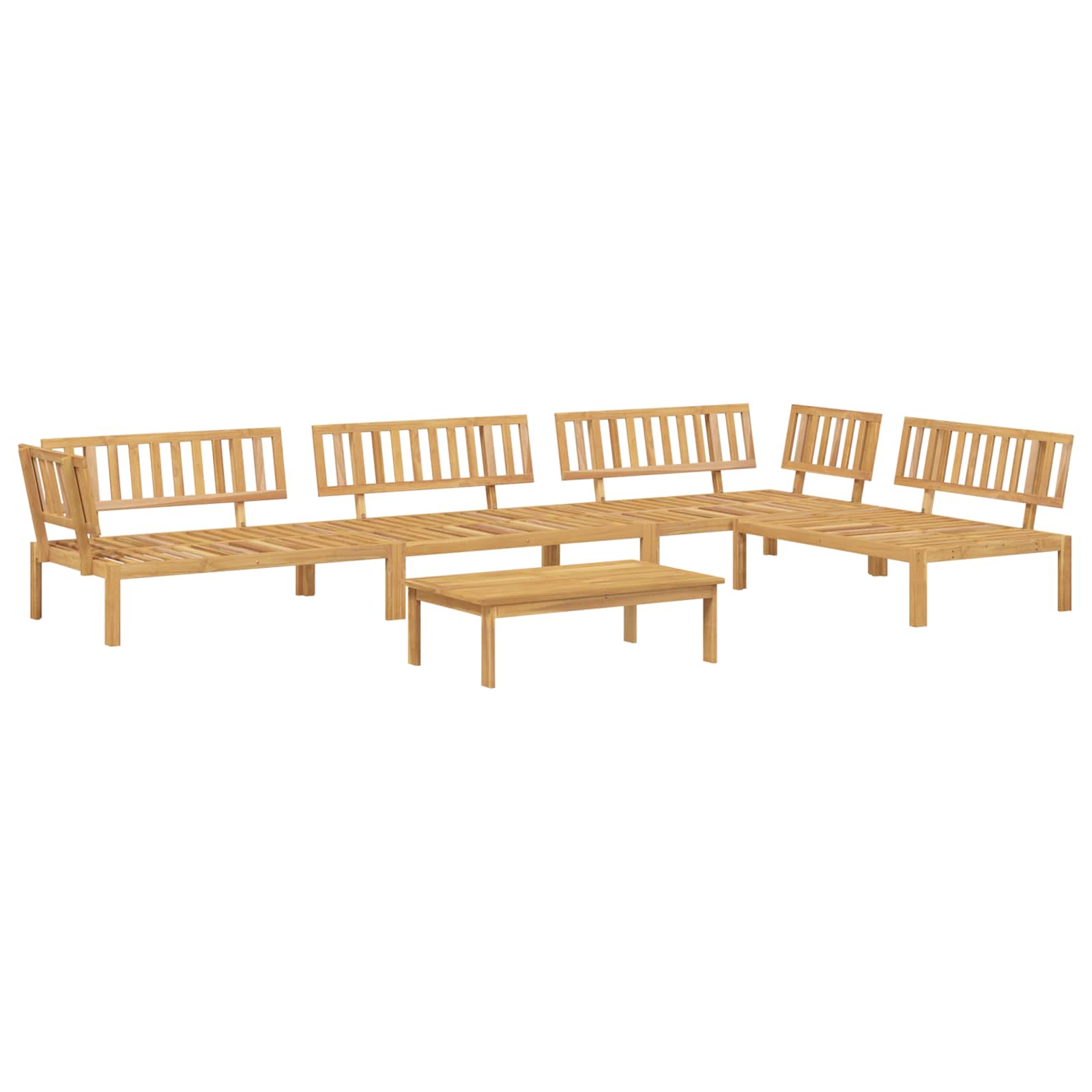 Sofa Set mit Kissen Uni 5 pcs Taupe Massivholz Akazie
