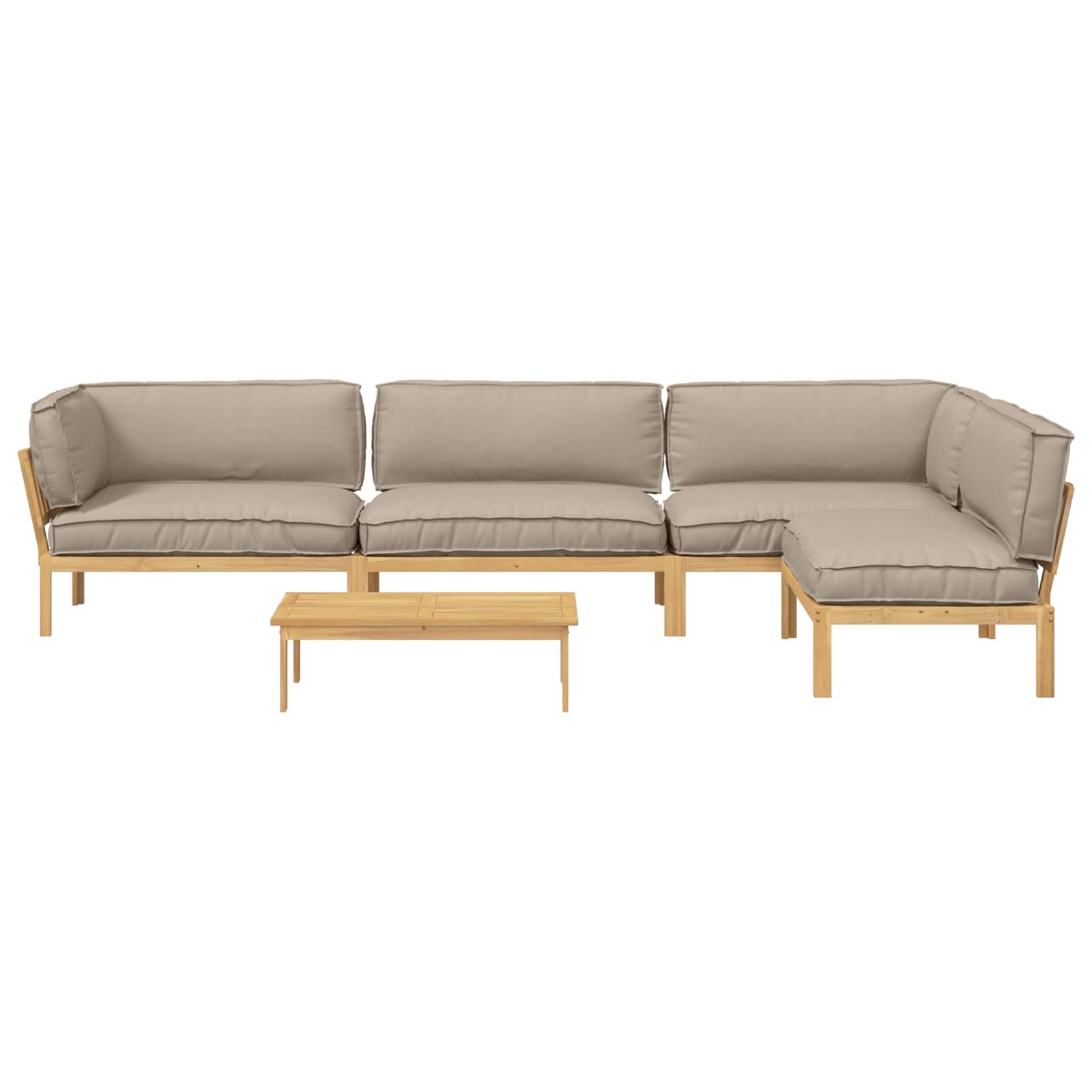 Sofa Set mit Kissen Uni 5 pcs Taupe Massivholz Akazie