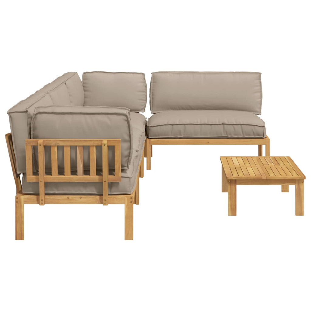 Sofa Set mit Kissen Uni 5 pcs Taupe Massivholz Akazie