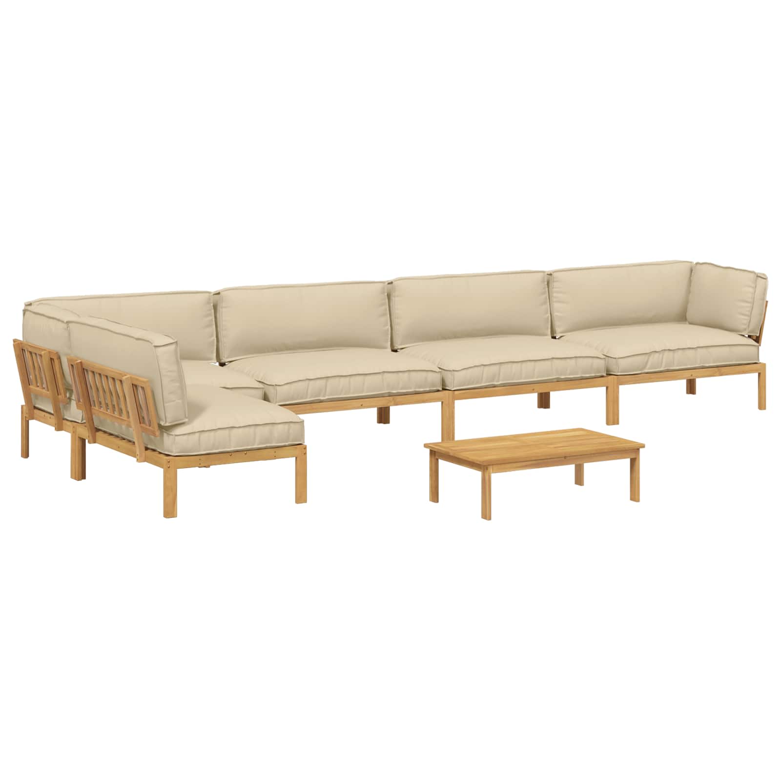 Sofa Set mit Kissen Uni 6 pcs Beige Massivholz Akazie