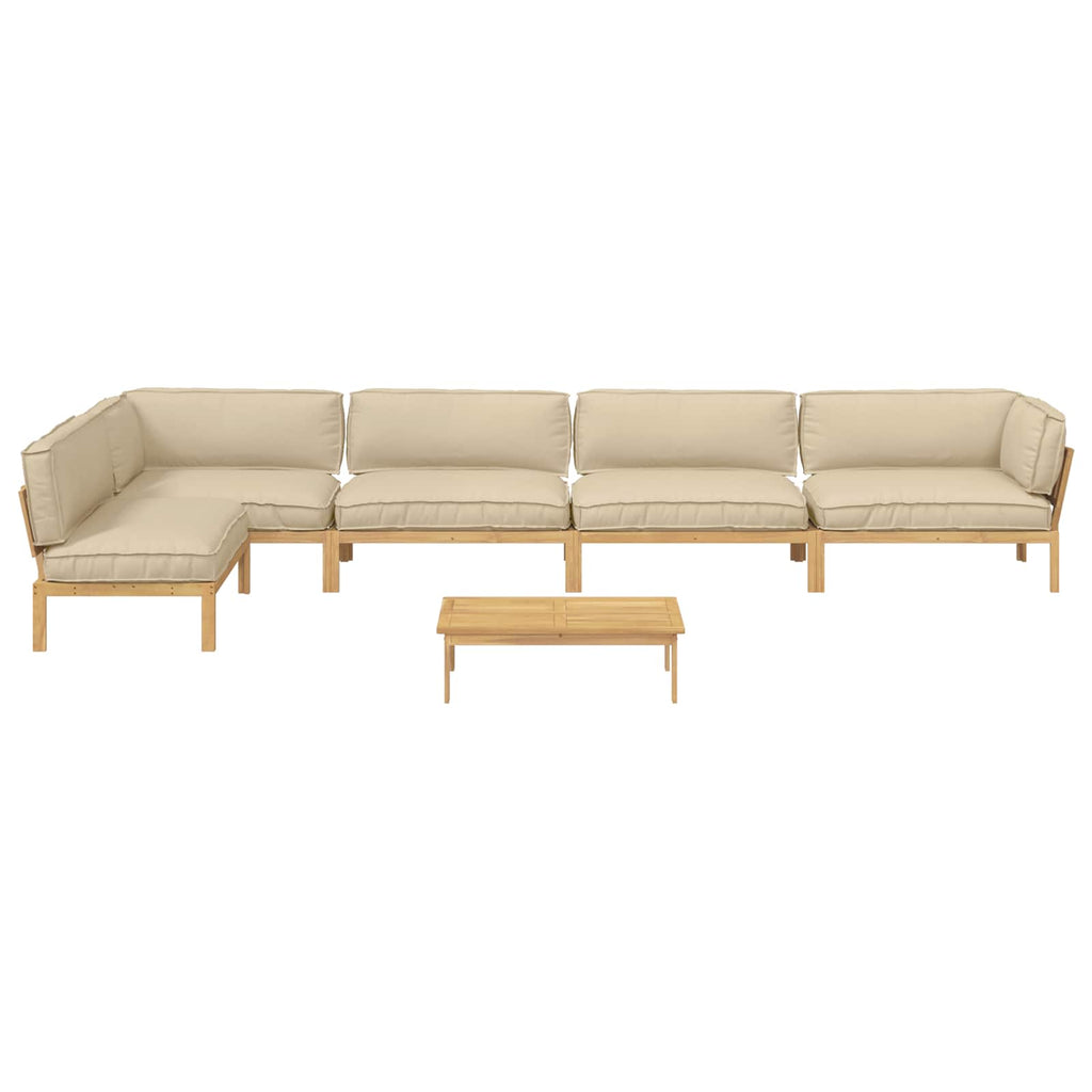 Sofa Set mit Kissen Uni 6 pcs Beige Massivholz Akazie