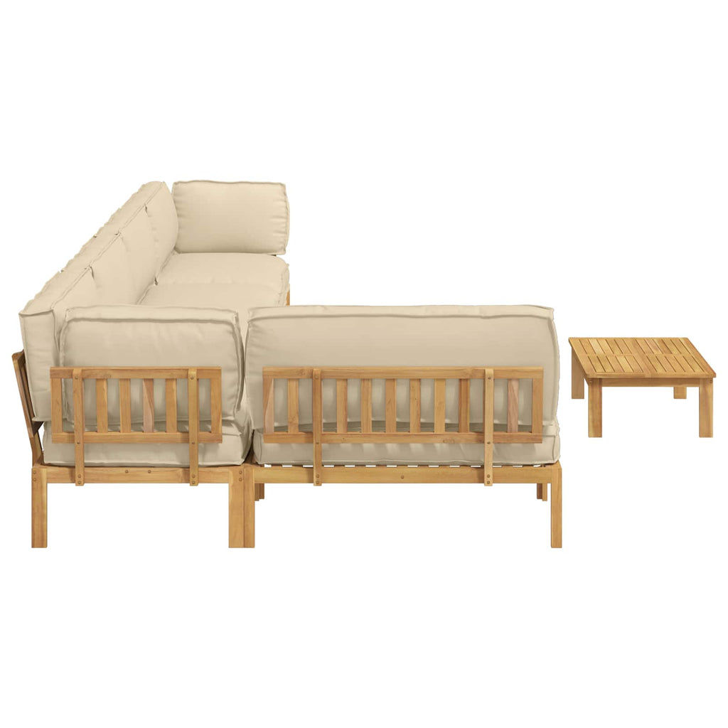Sofa Set mit Kissen Uni 6 pcs Beige Massivholz Akazie