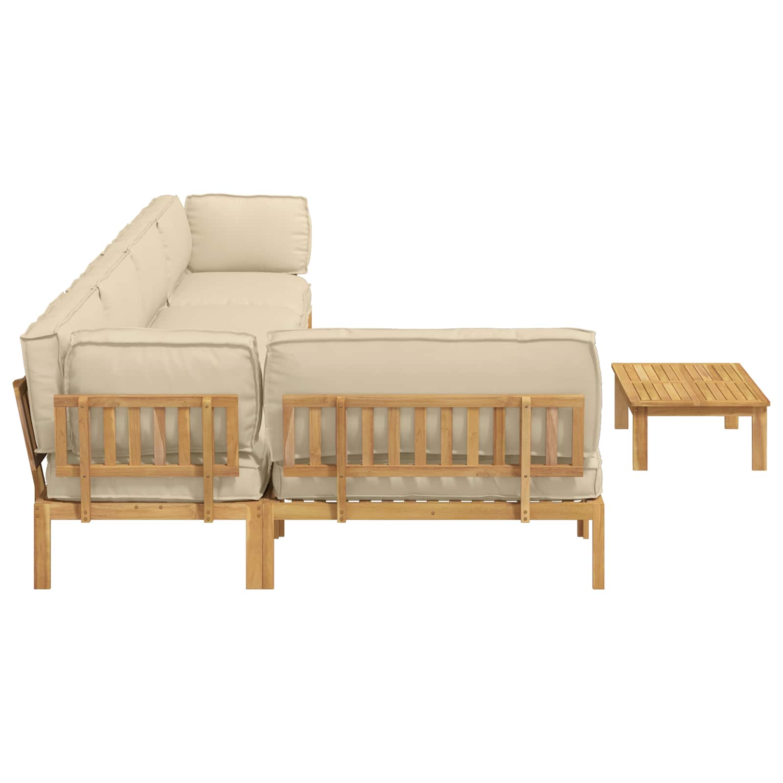 Sofa Set mit Kissen Uni 6 pcs Beige Massivholz Akazie