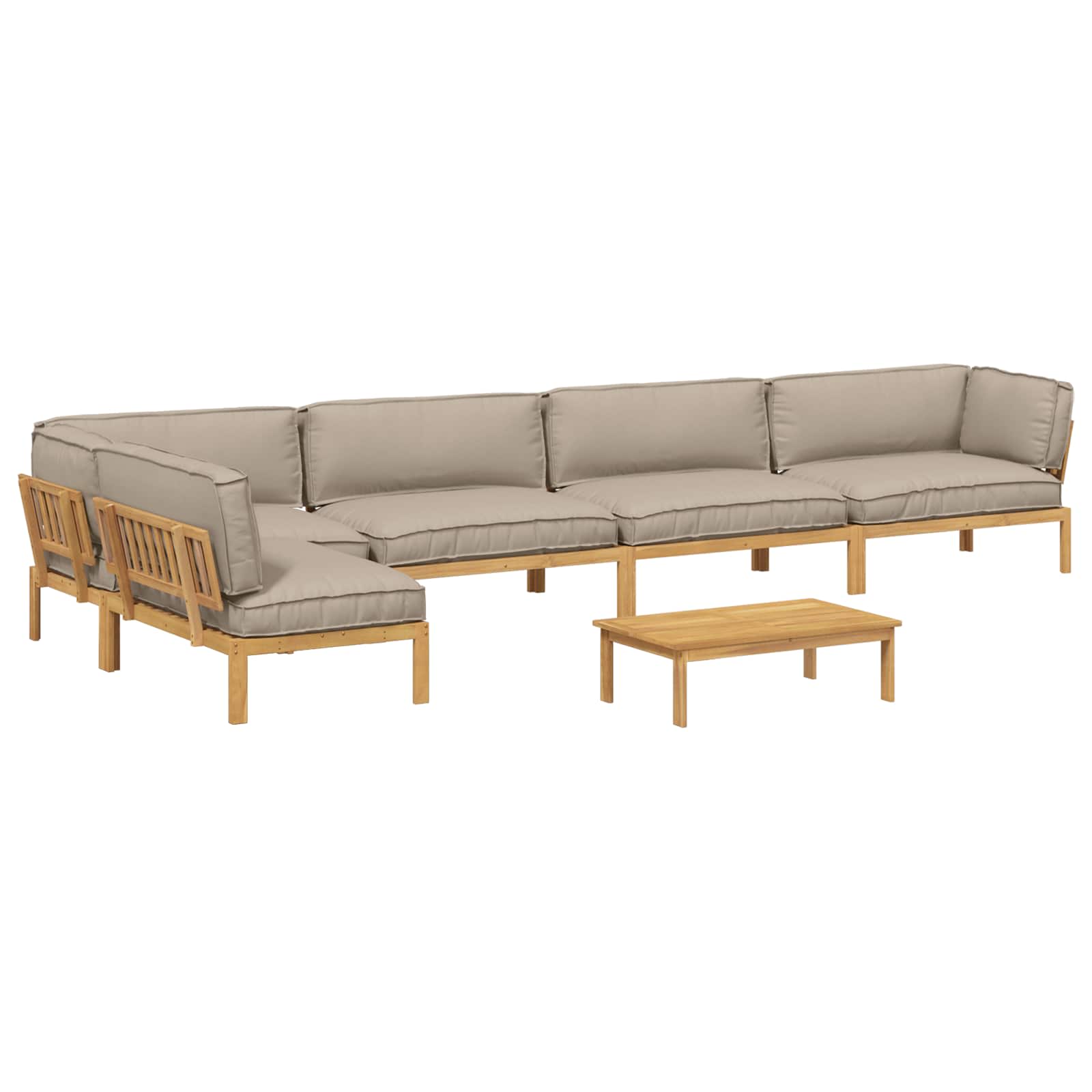 Sofa Set mit Kissen Uni 6 pcs Taupe Massivholz Akazie