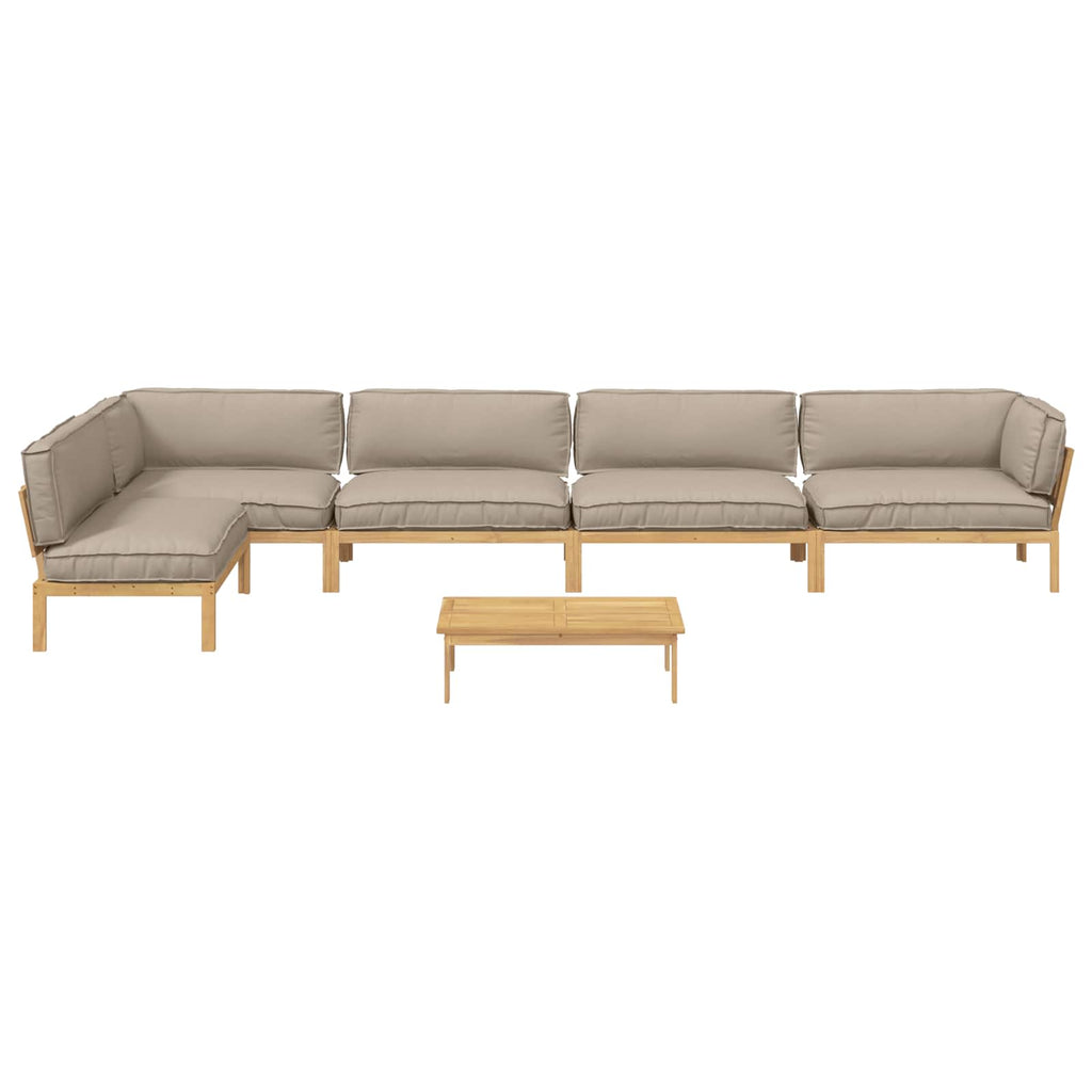 Sofa Set mit Kissen Uni 6 pcs Taupe Massivholz Akazie