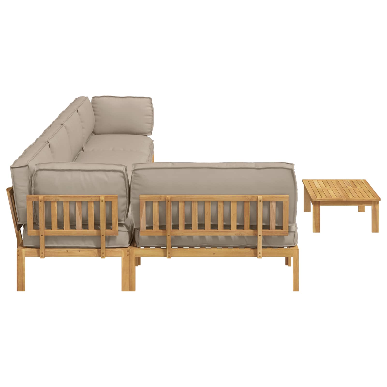Sofa Set mit Kissen Uni 6 pcs Taupe Massivholz Akazie