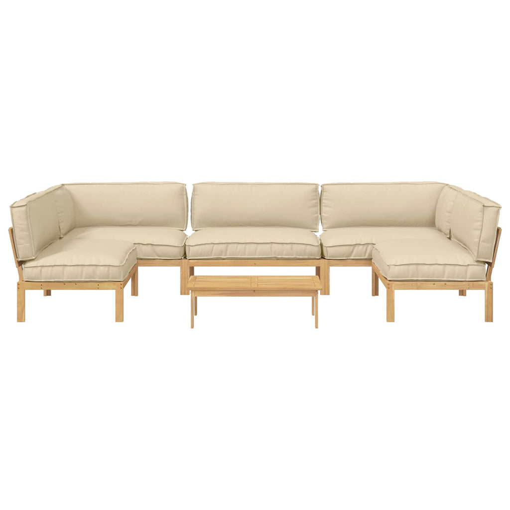 Sofa Set mit Kissen Uni 6 pcs Beige Massivholz Akazie