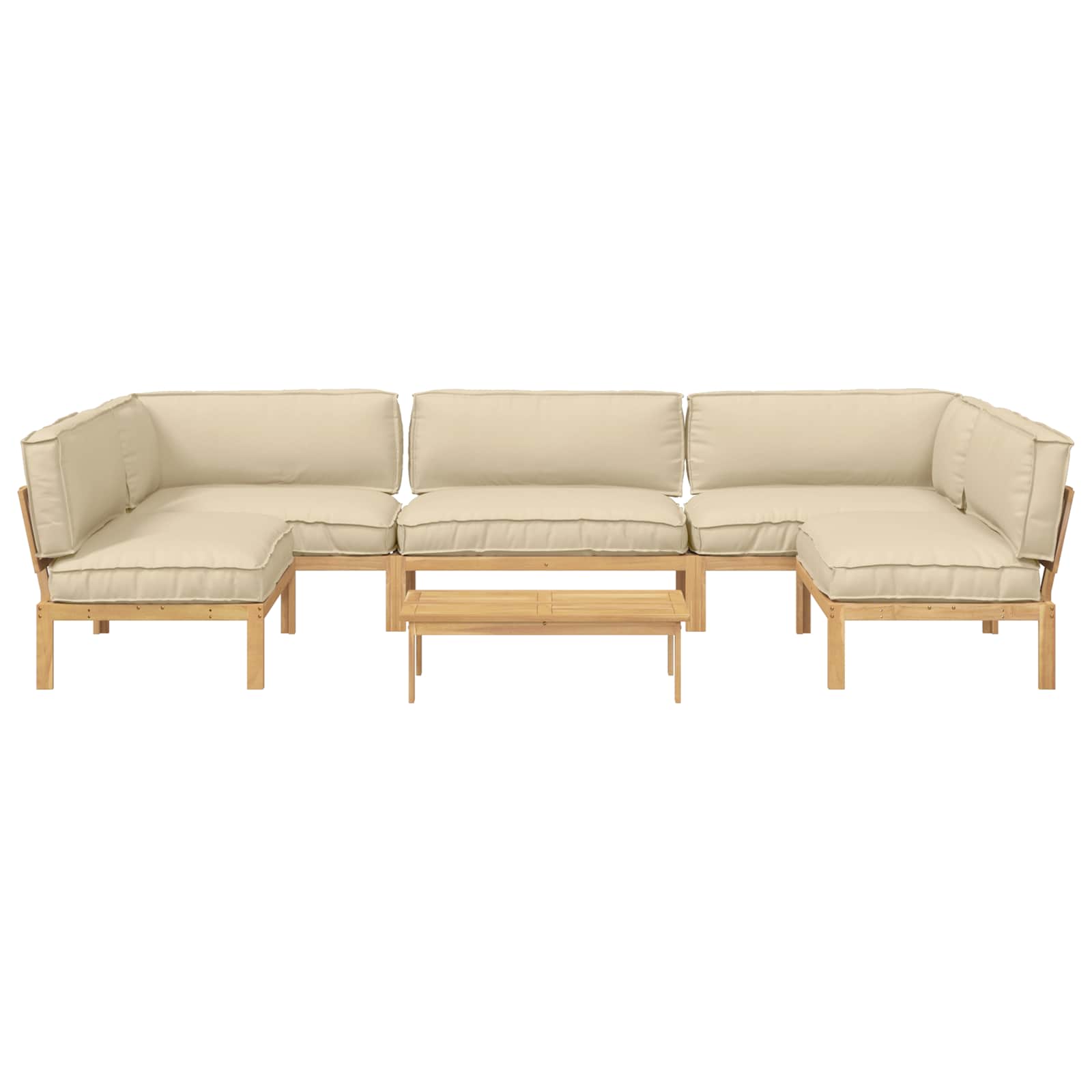 Sofa Set mit Kissen Uni 6 pcs Beige Massivholz Akazie