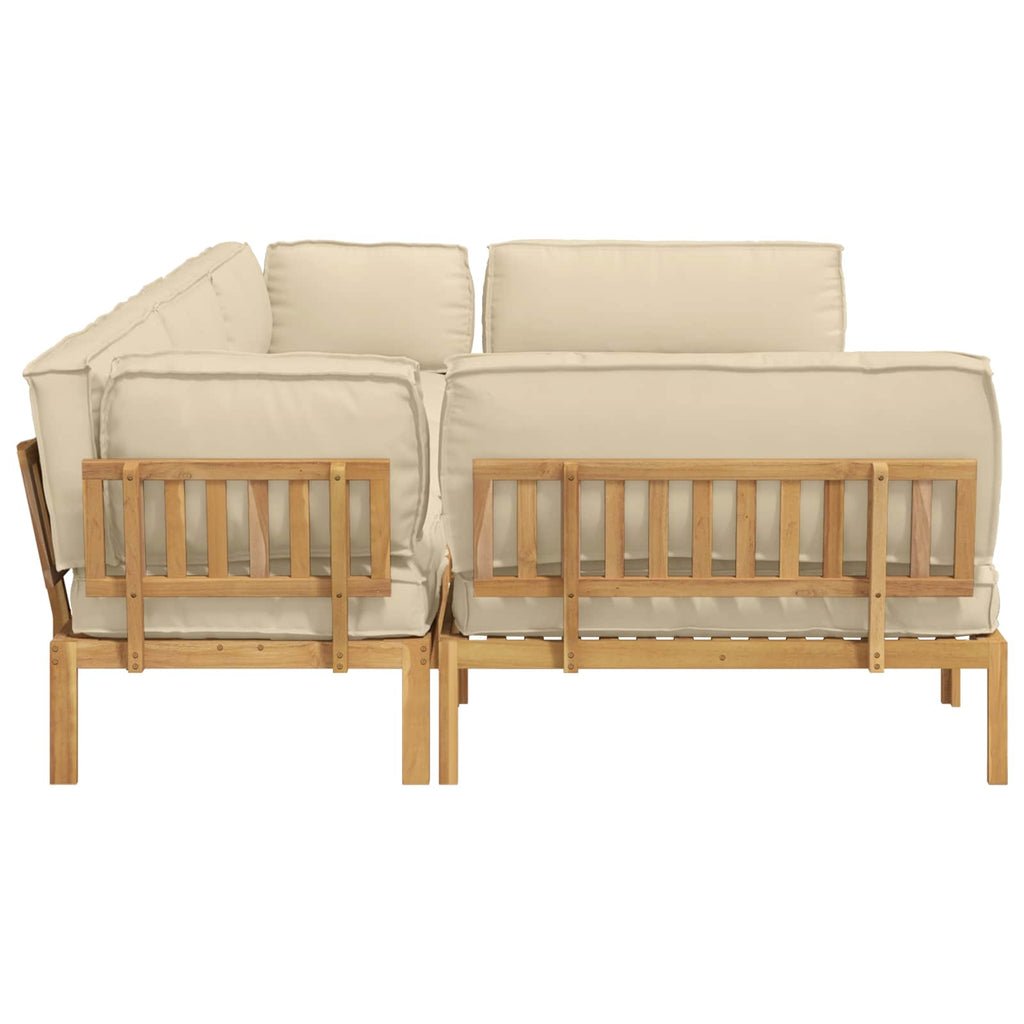 Sofa Set mit Kissen Uni 6 pcs Beige Massivholz Akazie
