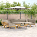 Sofa Set mit Kissen Uni 6 pcs Taupe Massivholz Akazie