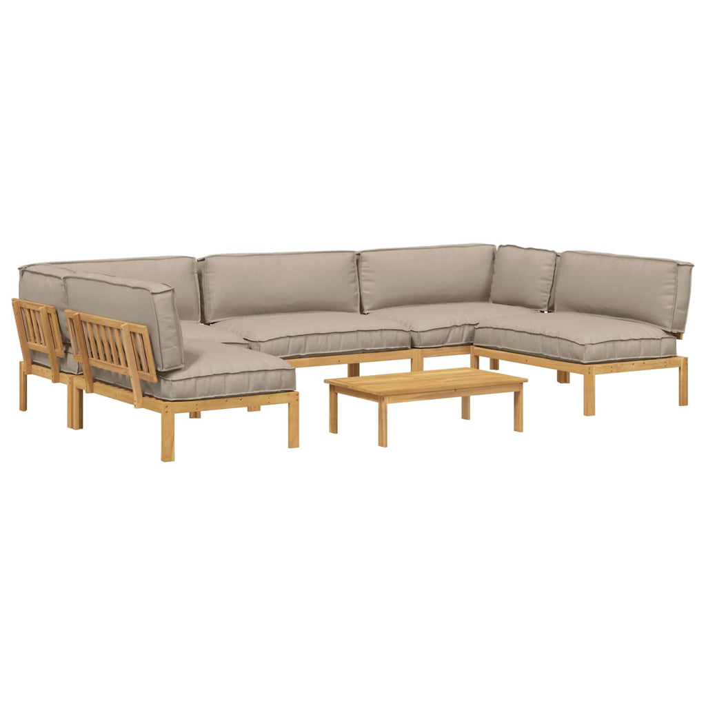 Sofa Set mit Kissen Uni 6 pcs Taupe Massivholz Akazie