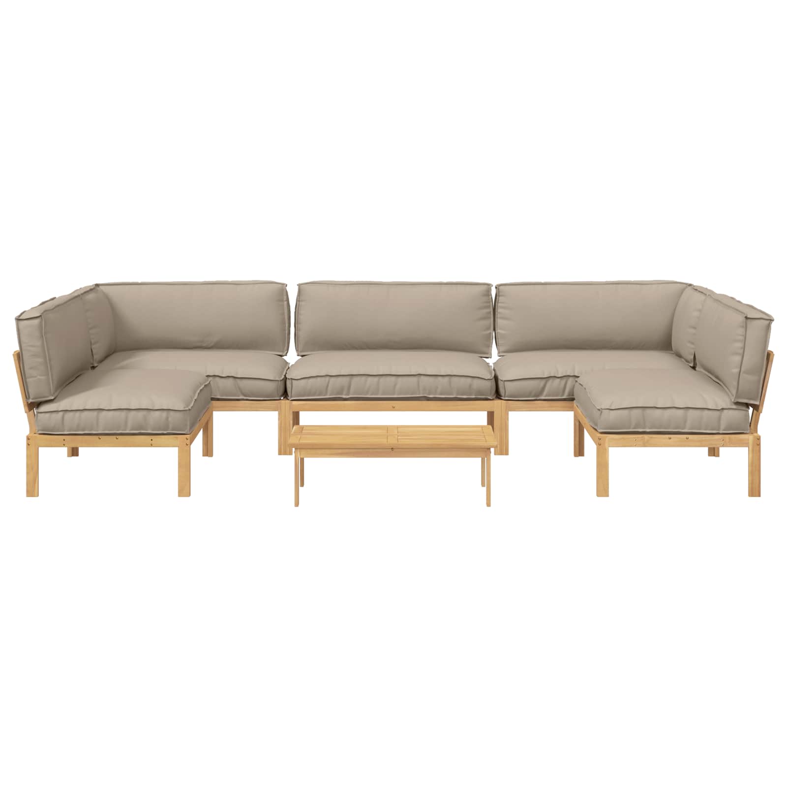 Sofa Set mit Kissen Uni 6 pcs Taupe Massivholz Akazie