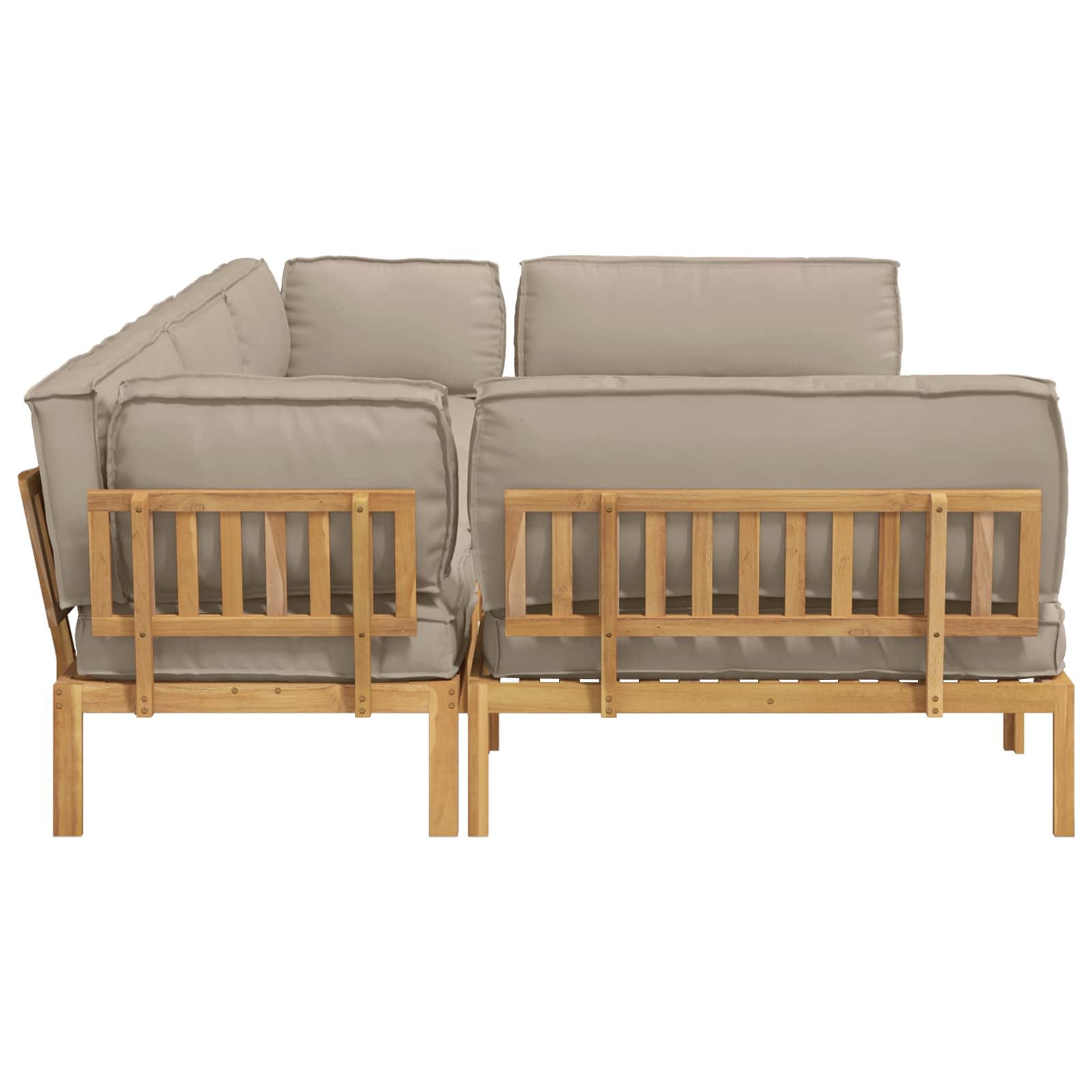 Sofa Set mit Kissen Uni 6 pcs Taupe Massivholz Akazie