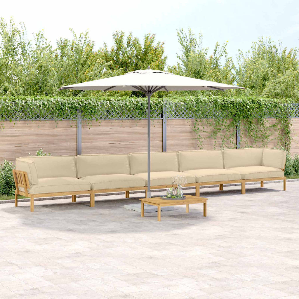 Sofa Set mit Kissen Uni 6 pcs Beige Massivholz Akazie