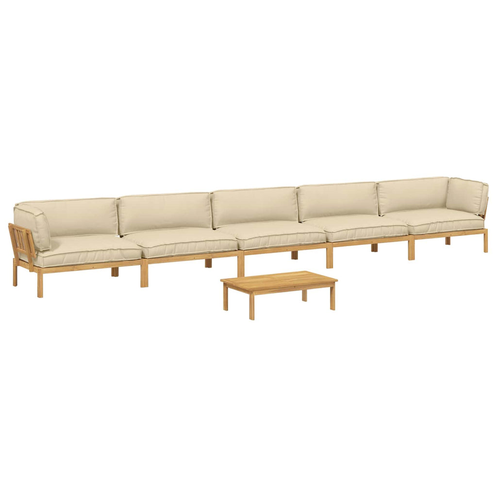 Sofa Set mit Kissen Uni 6 pcs Beige Massivholz Akazie