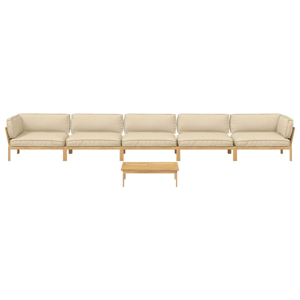 Sofa Set mit Kissen Uni 6 pcs Beige Massivholz Akazie