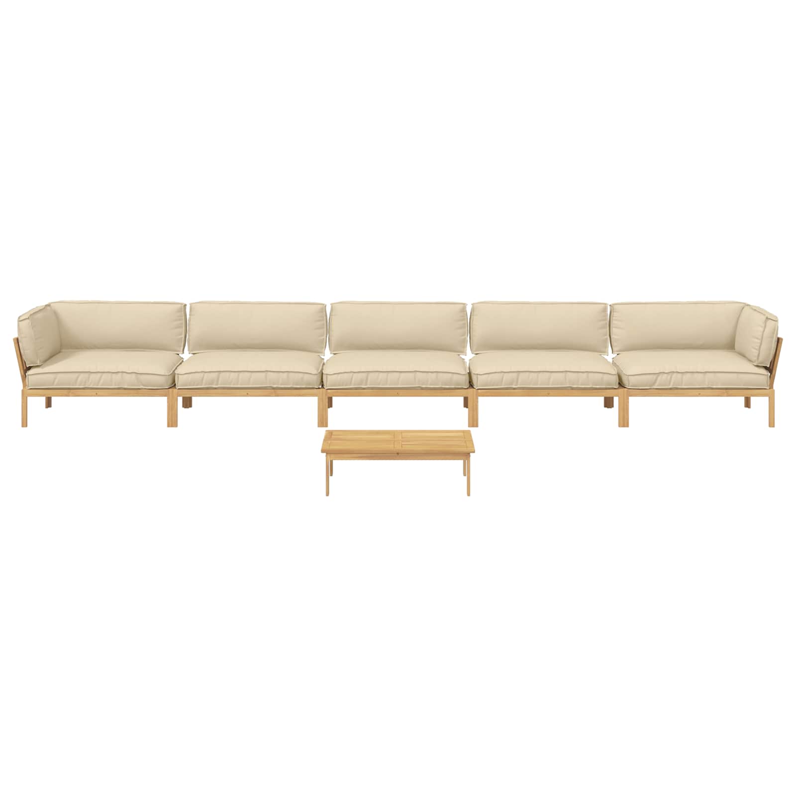 Sofa Set mit Kissen Uni 6 pcs Beige Massivholz Akazie