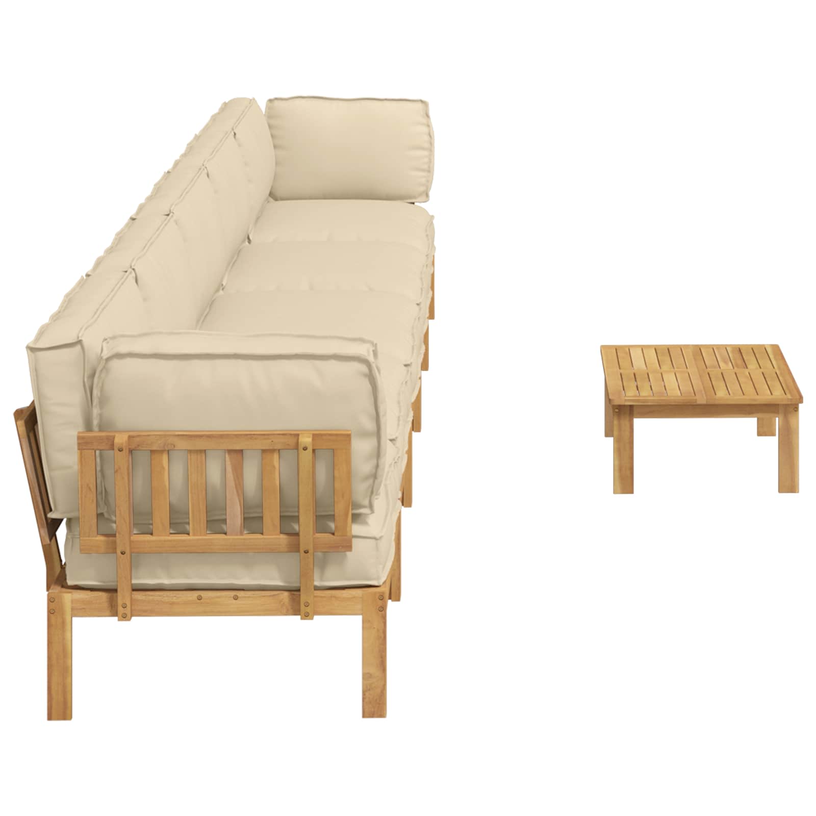 Sofa Set mit Kissen Uni 6 pcs Beige Massivholz Akazie