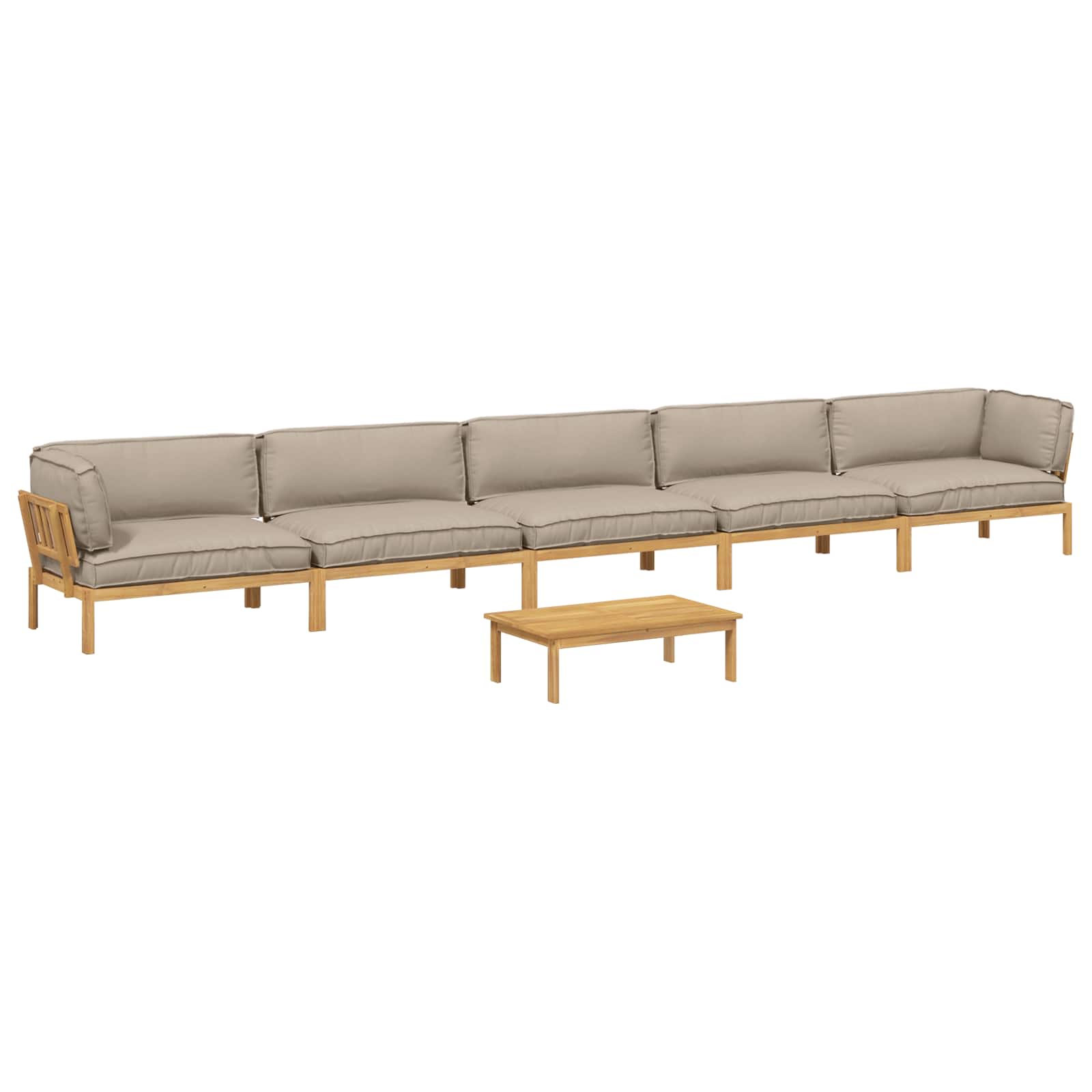 Sofa Set mit Kissen Uni 6 pcs Taupe Massivholz Akazie