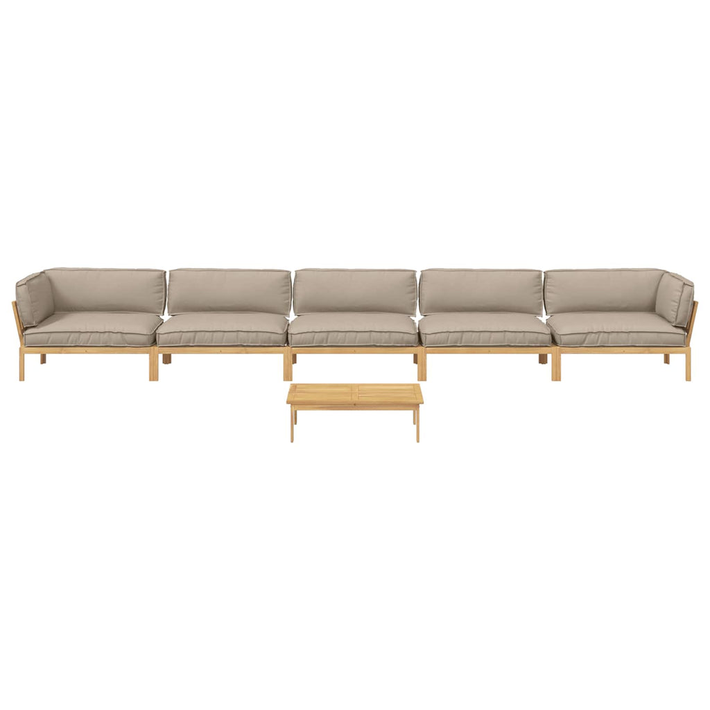 Sofa Set mit Kissen Uni 6 pcs Taupe Massivholz Akazie