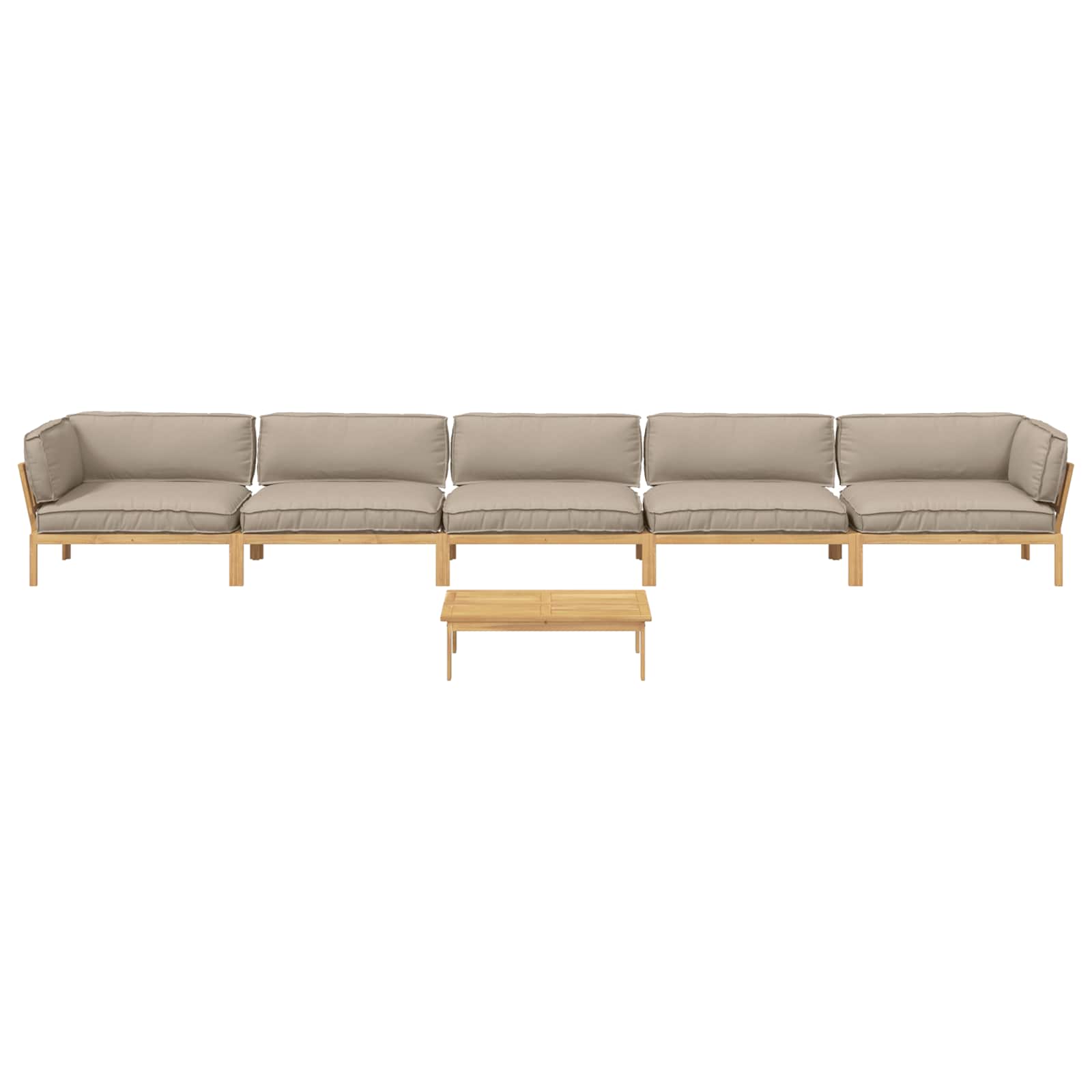 Sofa Set mit Kissen Uni 6 pcs Taupe Massivholz Akazie