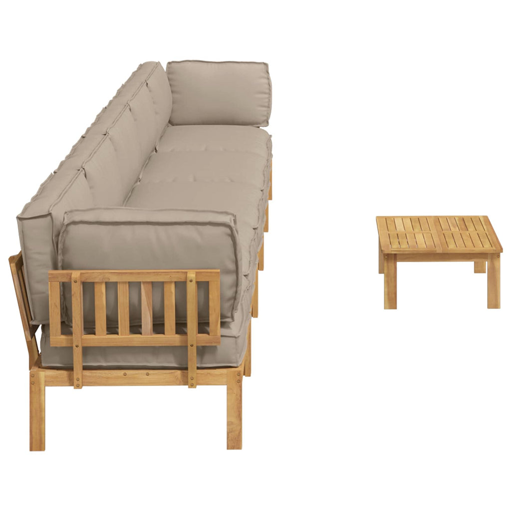 Sofa Set mit Kissen Uni 6 pcs Taupe Massivholz Akazie