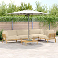 Sofa Set mit Kissen 5 pcs Beige und Hellbraun Massivholz Akazie