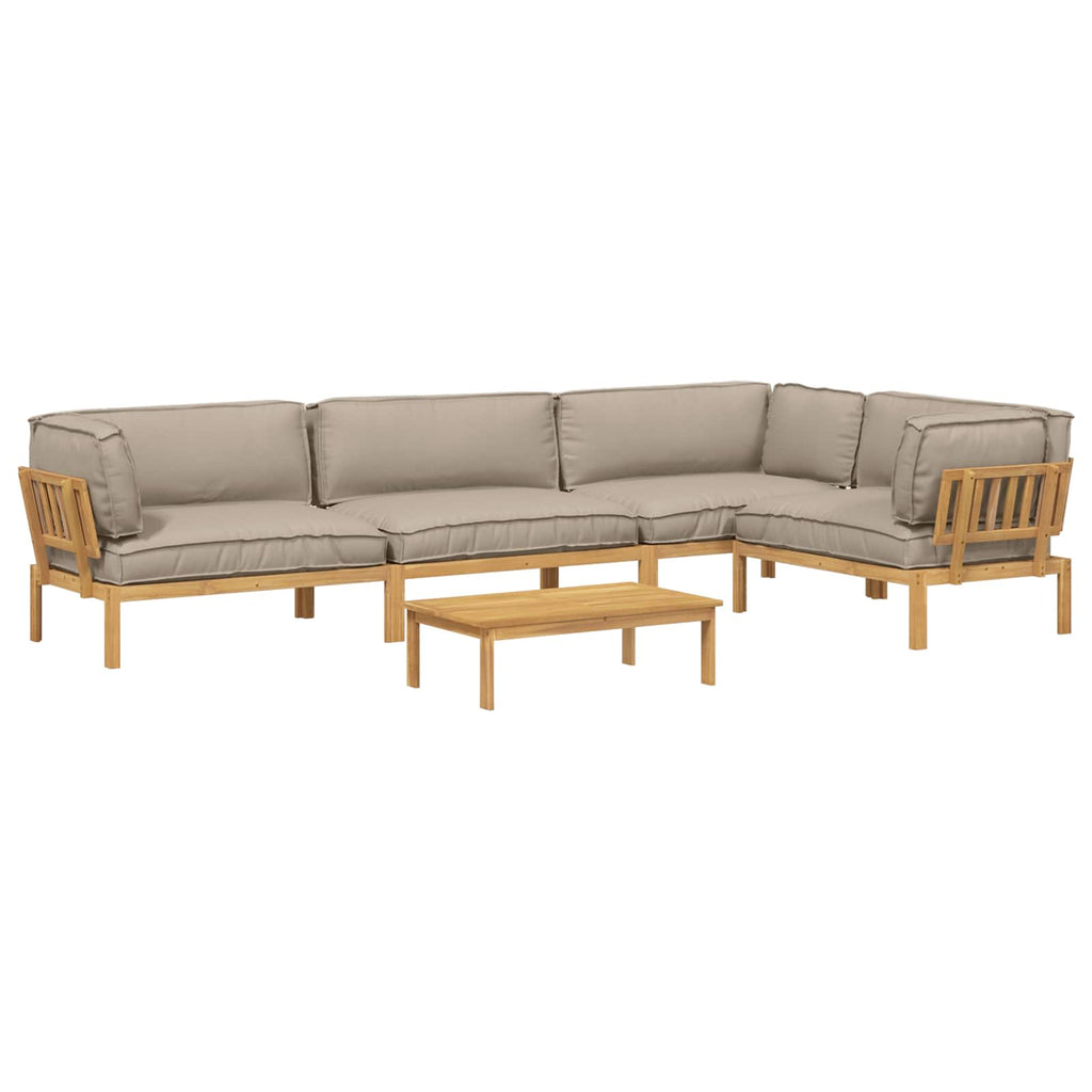 Sofa Set mit Kissen Uni 5 pcs Taupe Massivholz Akazie