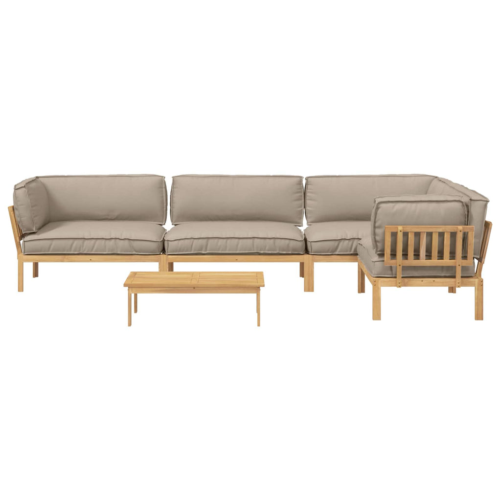Sofa Set mit Kissen Uni 5 pcs Taupe Massivholz Akazie