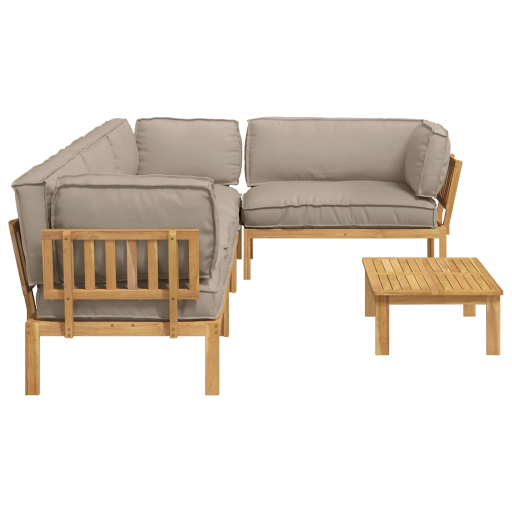 Sofa Set mit Kissen Uni 5 pcs Taupe Massivholz Akazie