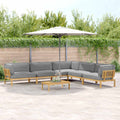 Sofa Set mit Kissen Uni 6 pcs Grau Massivholz Akazie