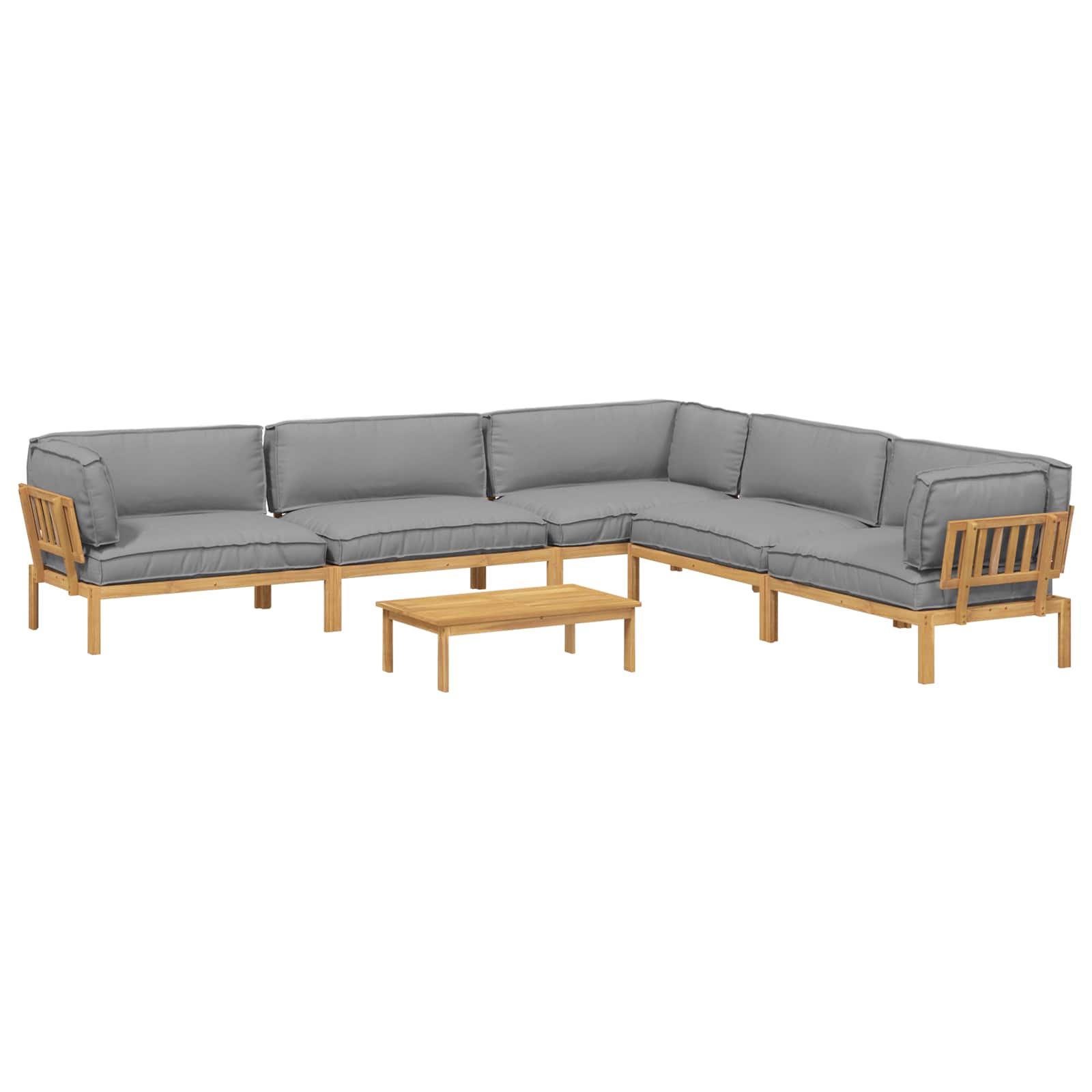 Sofa Set mit Kissen Uni 6 pcs Grau Massivholz Akazie