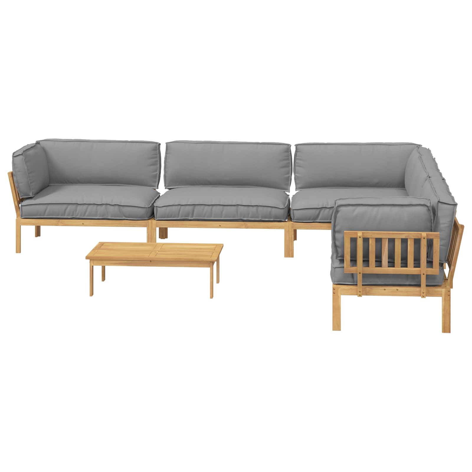 Sofa Set mit Kissen Uni 6 pcs Grau Massivholz Akazie