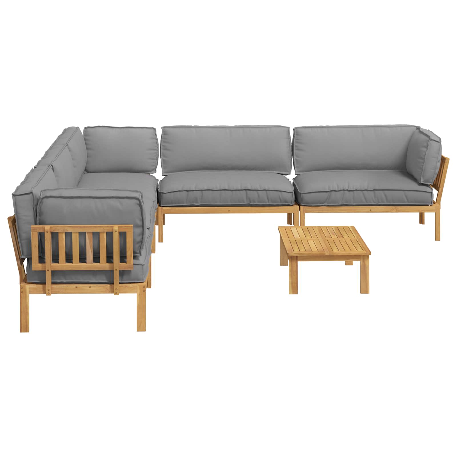 Sofa Set mit Kissen Uni 6 pcs Grau Massivholz Akazie