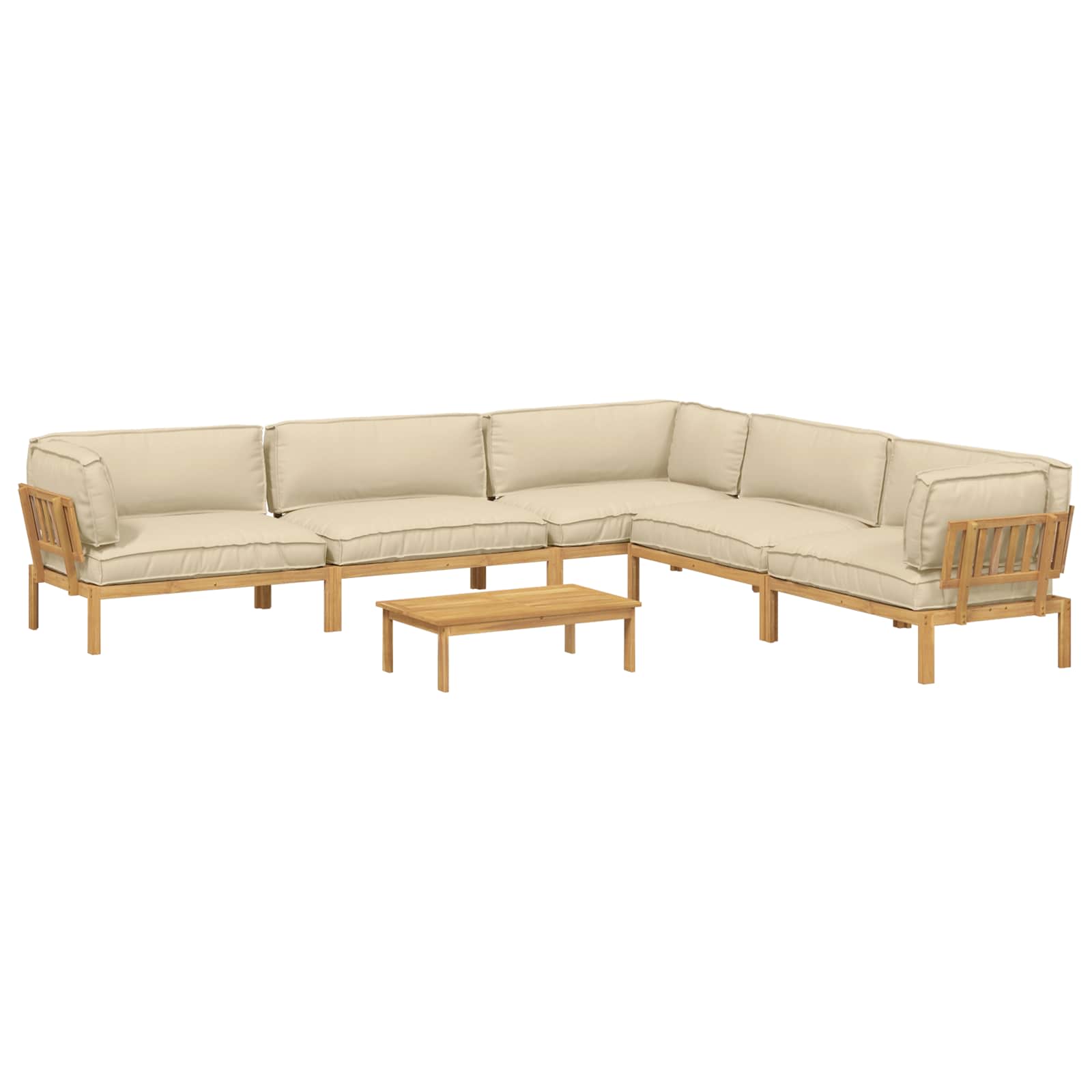 Sofa Set mit Kissen Uni 6 pcs Beige Massivholz Akazie
