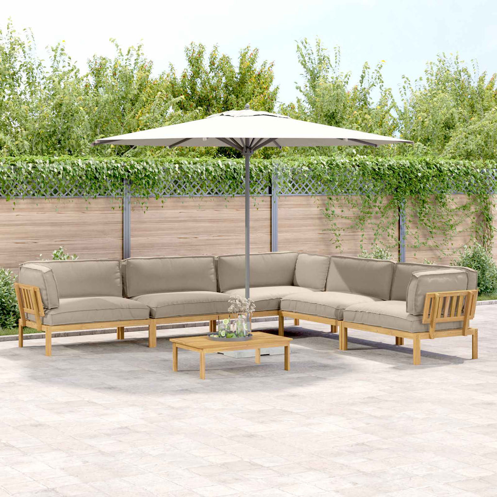 Sofa Set mit Kissen Uni 6 pcs Taupe Massivholz Akazie
