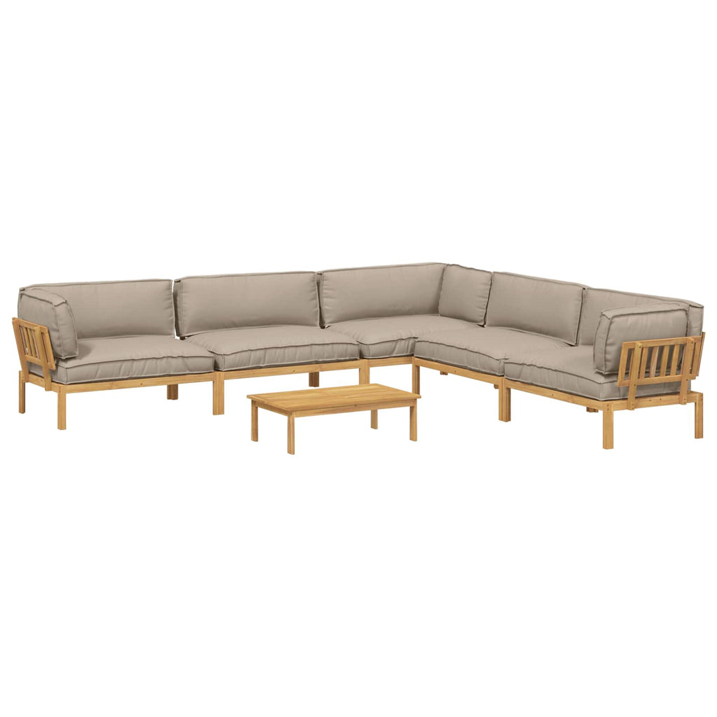 Sofa Set mit Kissen Uni 6 pcs Taupe Massivholz Akazie