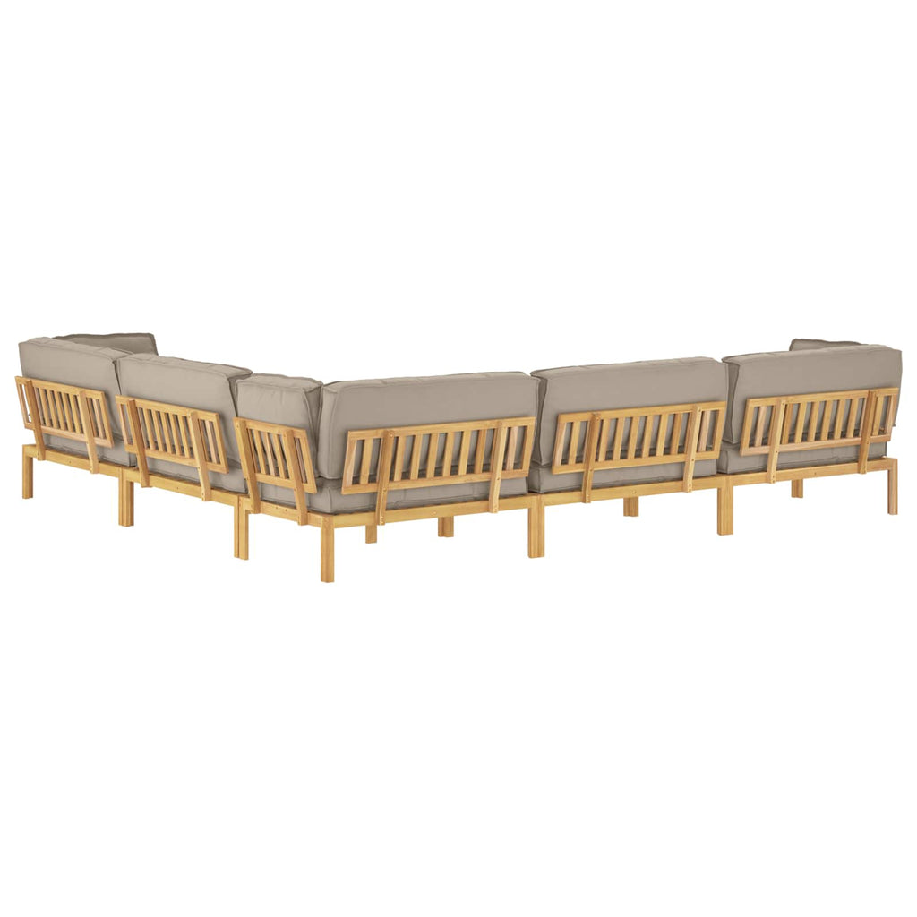 Sofa Set mit Kissen Uni 6 pcs Taupe Massivholz Akazie