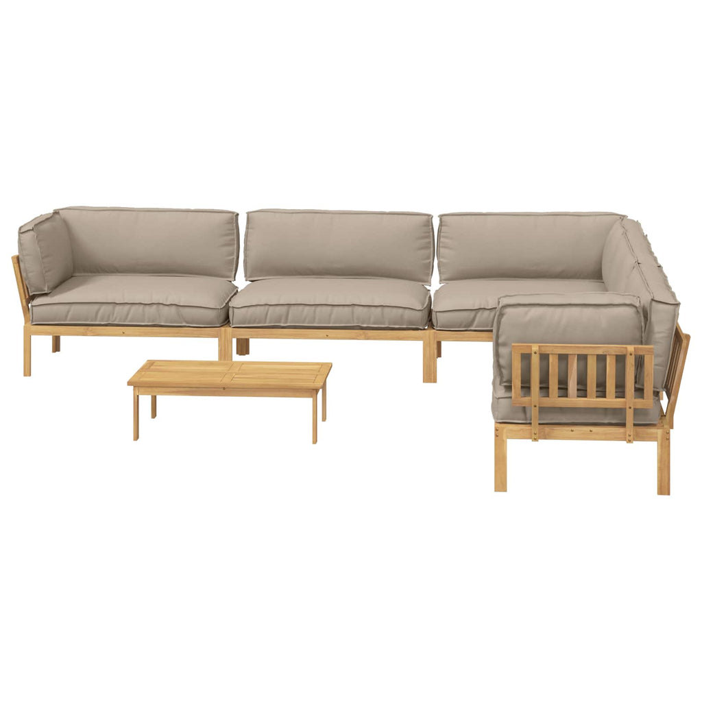 Sofa Set mit Kissen Uni 6 pcs Taupe Massivholz Akazie