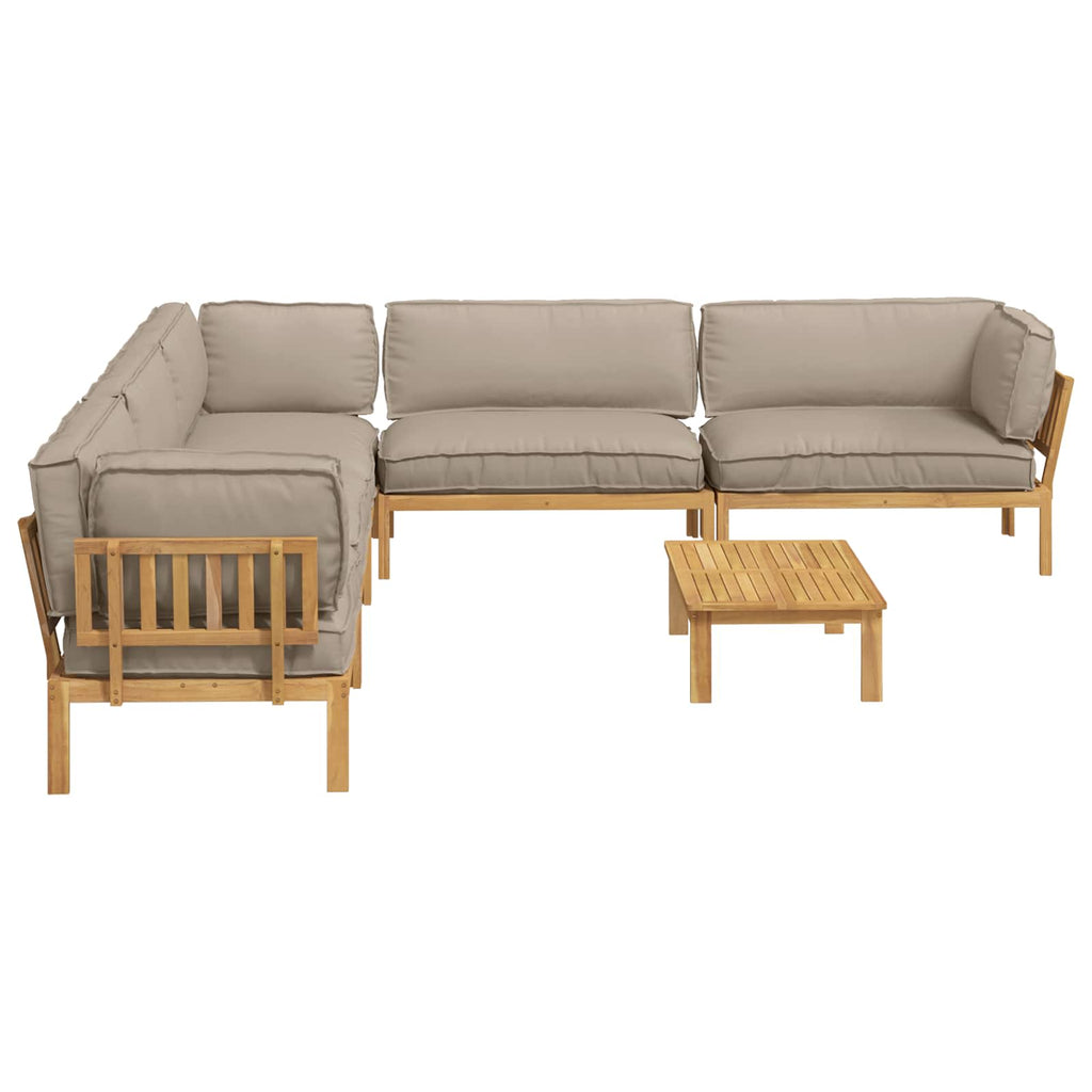 Sofa Set mit Kissen Uni 6 pcs Taupe Massivholz Akazie
