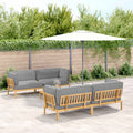 Sofa Set mit Kissen Uni 5 pcs Grau Massivholz Akazie