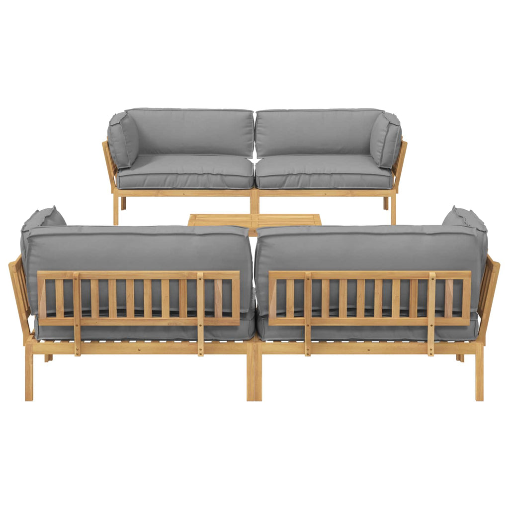 Sofa Set mit Kissen Uni 5 pcs Grau Massivholz Akazie